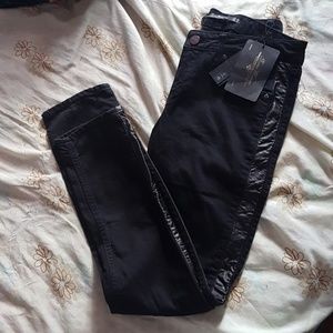 Zara side faux leather strip jean