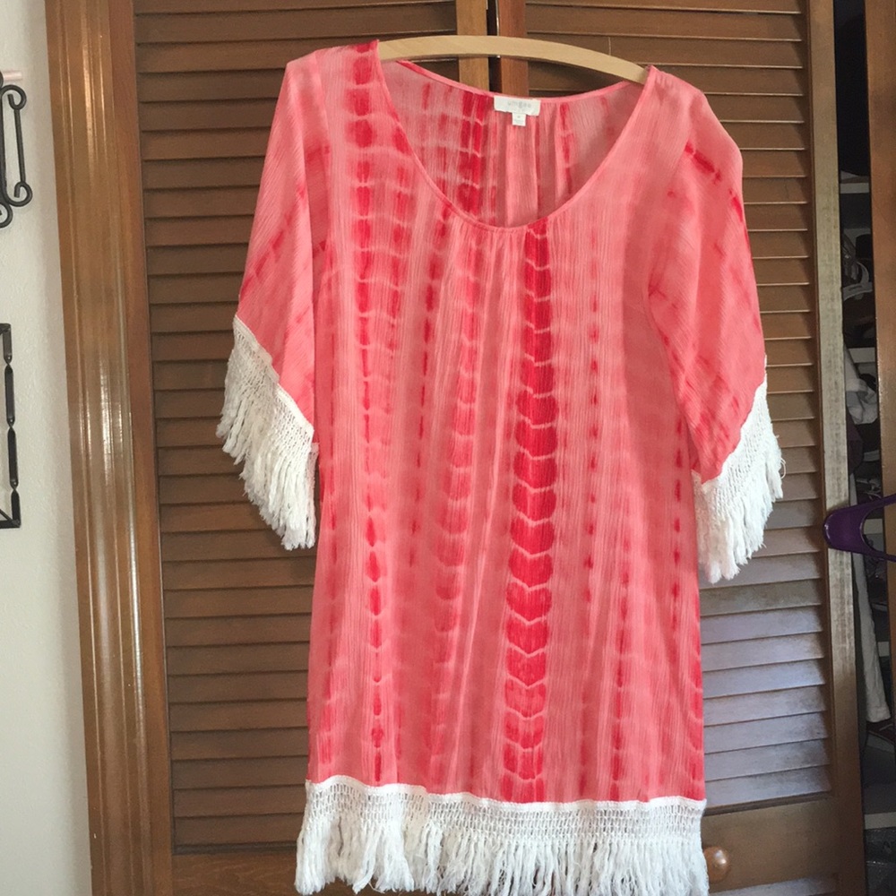 peachy & red tassle tunic!