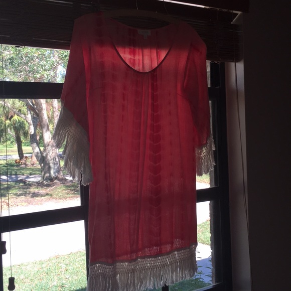 peachy & red tassle tunic! - Picture 2 of 6