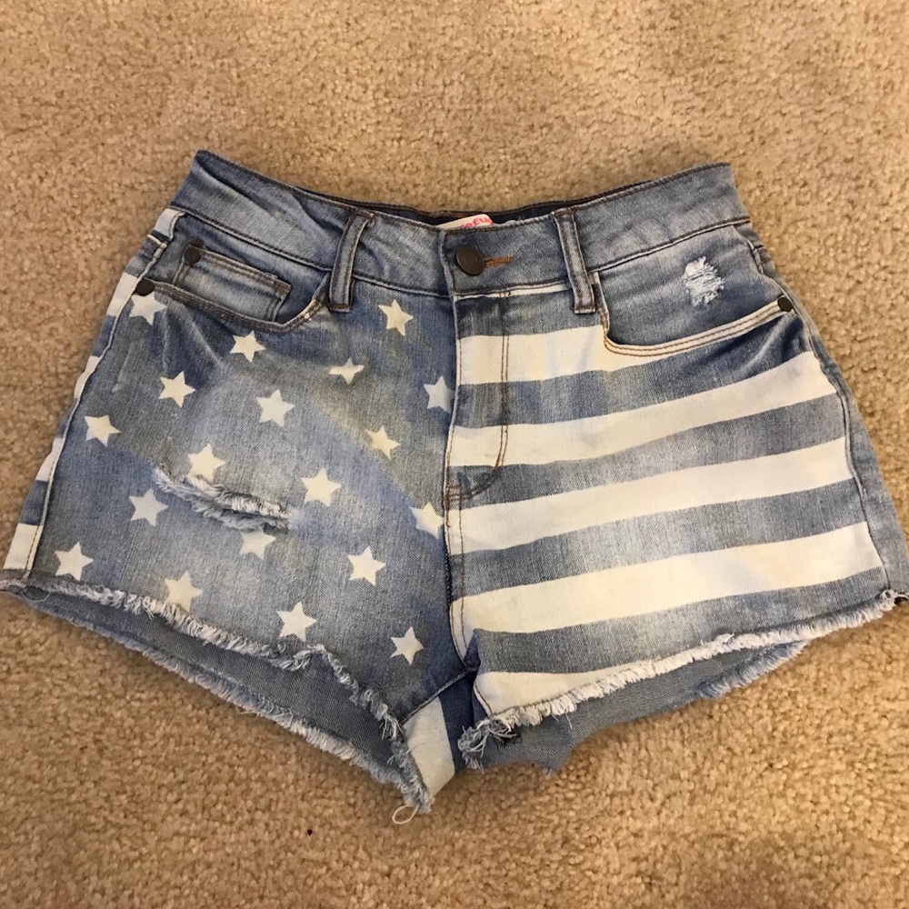 American Flag High Waist Shorts