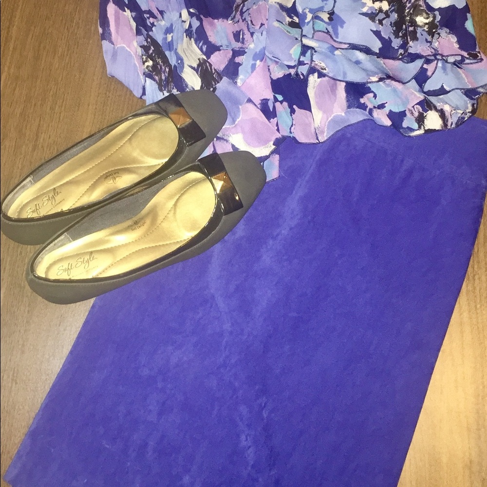 Bright Blue Faux Suede Plus Size Skirt