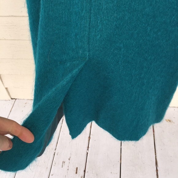 GEORGE DAVID FASHIONS teal mohair long coat - Picture 5 of 8