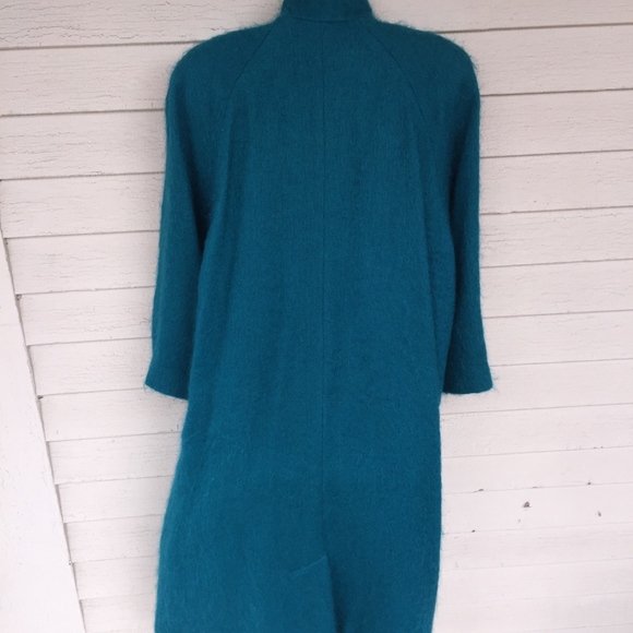 GEORGE DAVID FASHIONS teal mohair long coat - Picture 8 of 8