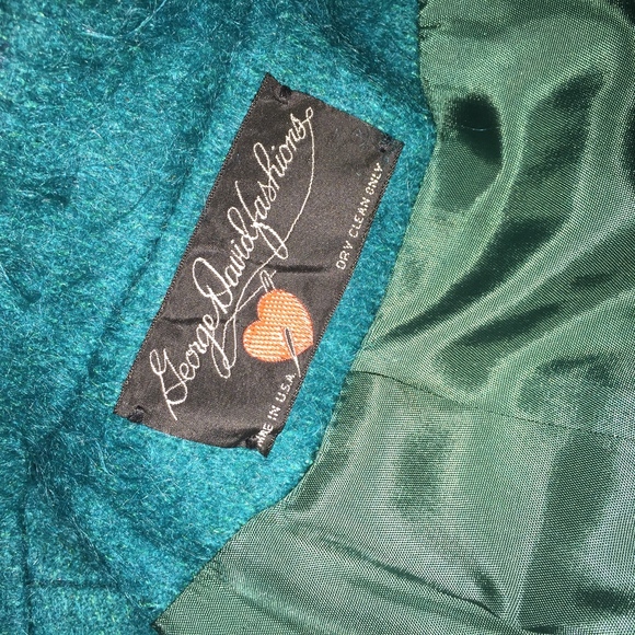 GEORGE DAVID FASHIONS teal mohair long coat - Picture 6 of 8