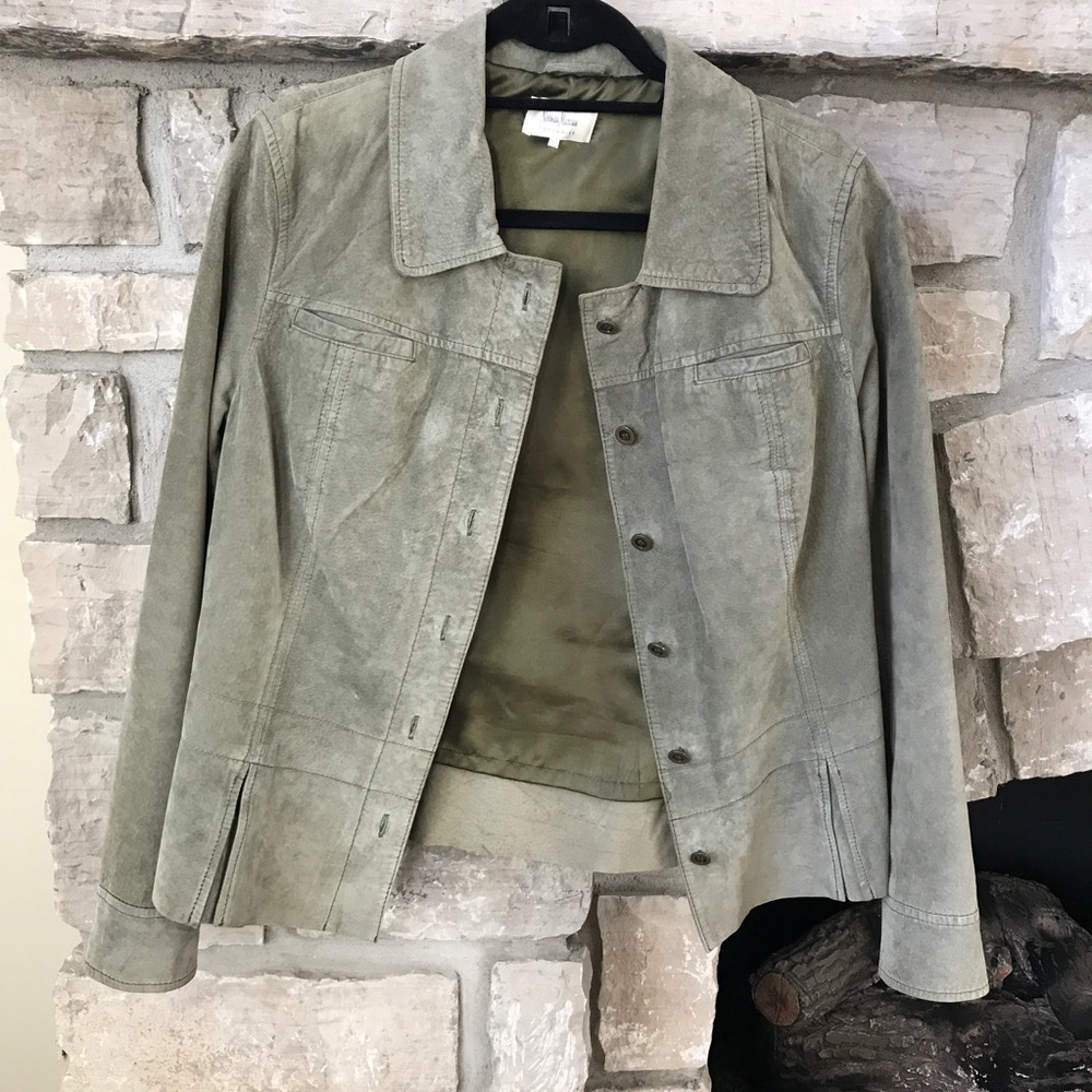 Neiman Marcus Exclusive Suede Leather Jacket.
