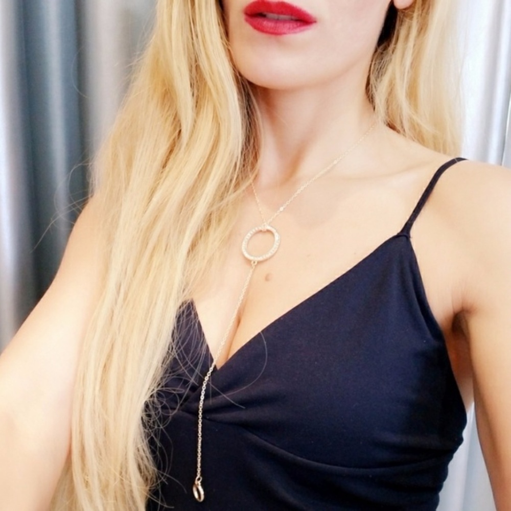 GOLD DAINTY "Y" SHAPED NECKLACE - Picture 1 of 4