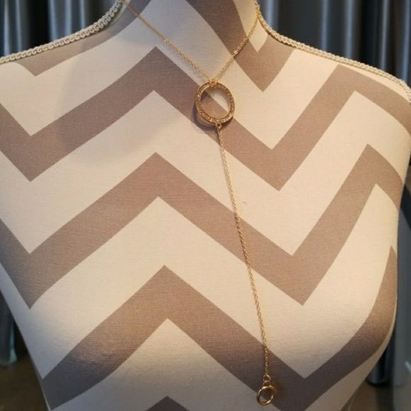 GOLD DAINTY "Y" SHAPED NECKLACE - Picture 3 of 4