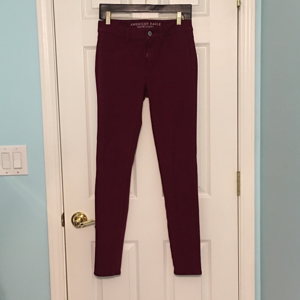 Burgundy Jean Leggings
