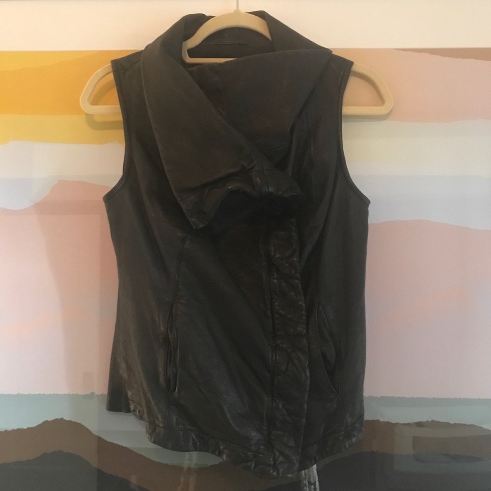 All Saints Button-Up Leather Vest