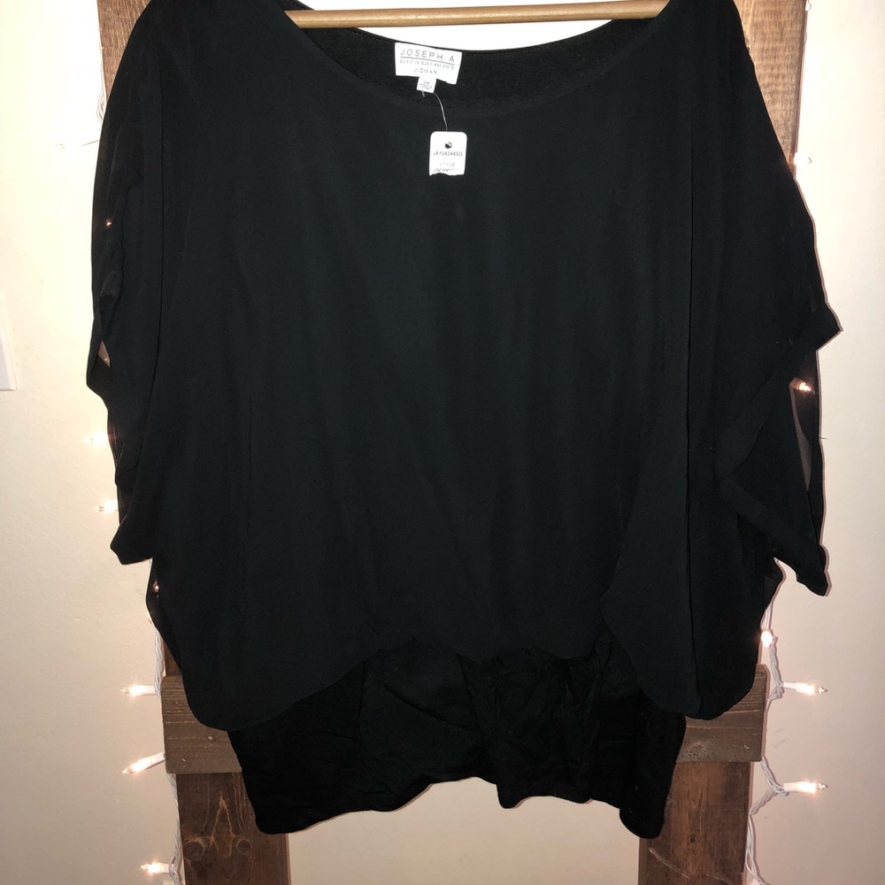 Sheer black top with built in cami