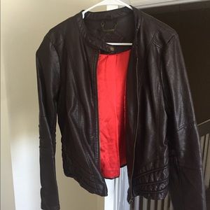 Leather jacket with red interior