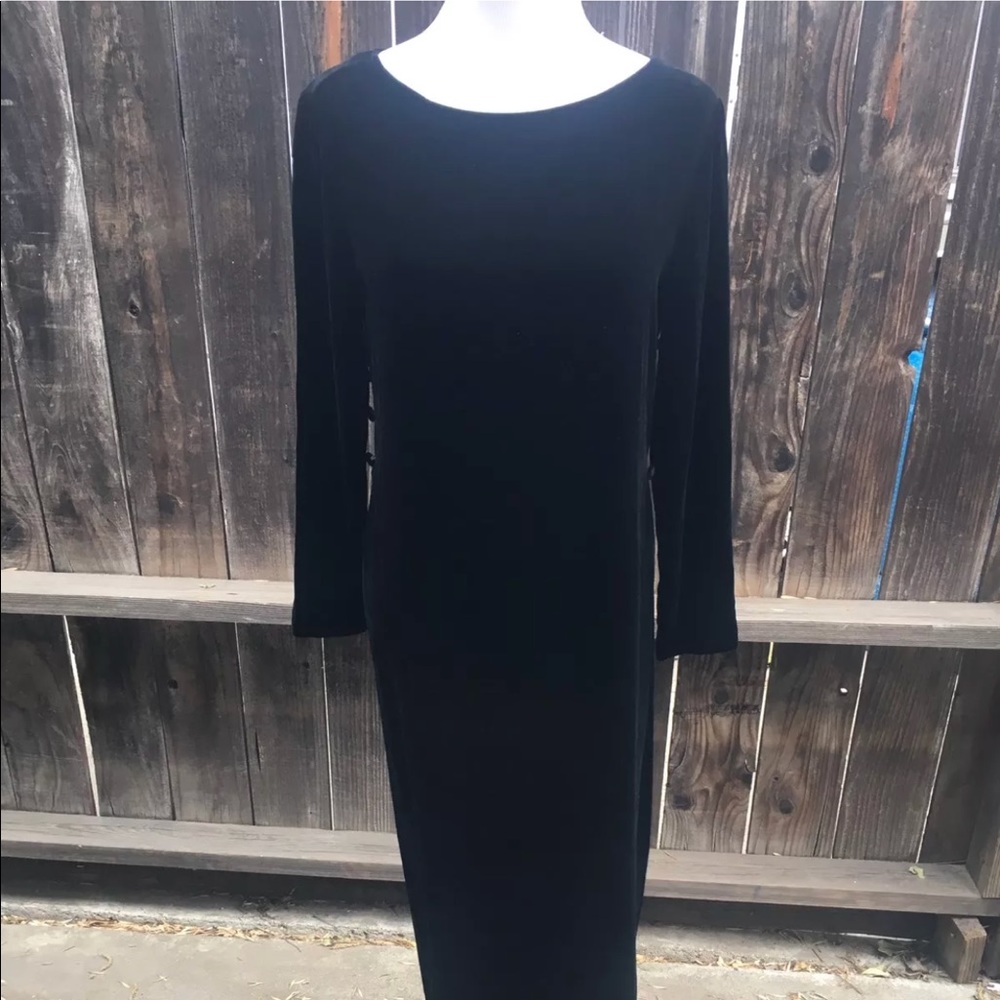 Harari Long Sleeve Velvet Black Shirt Dress Size M