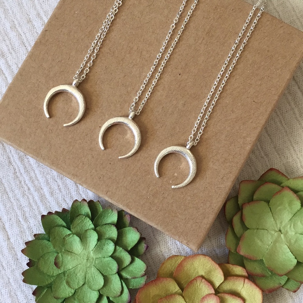 Petite Silver Crescent Necklace