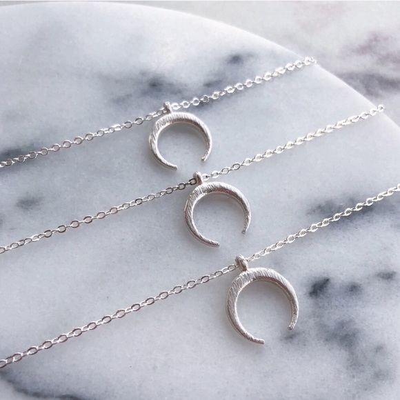 Petite Silver Crescent Necklace - Picture 6 of 6
