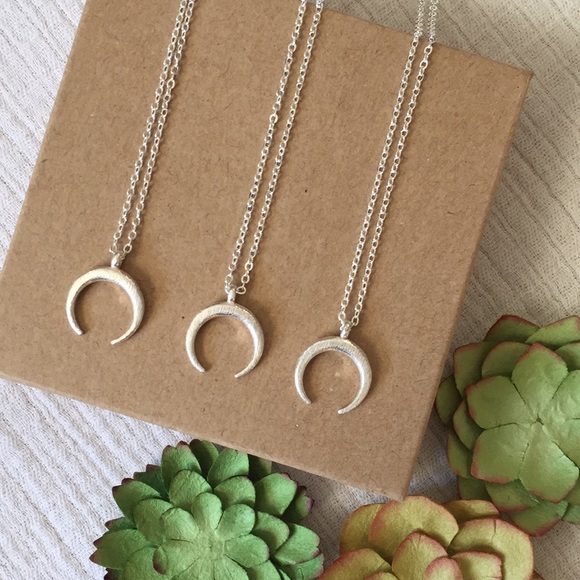 Petite Silver Crescent Necklace - Picture 2 of 6