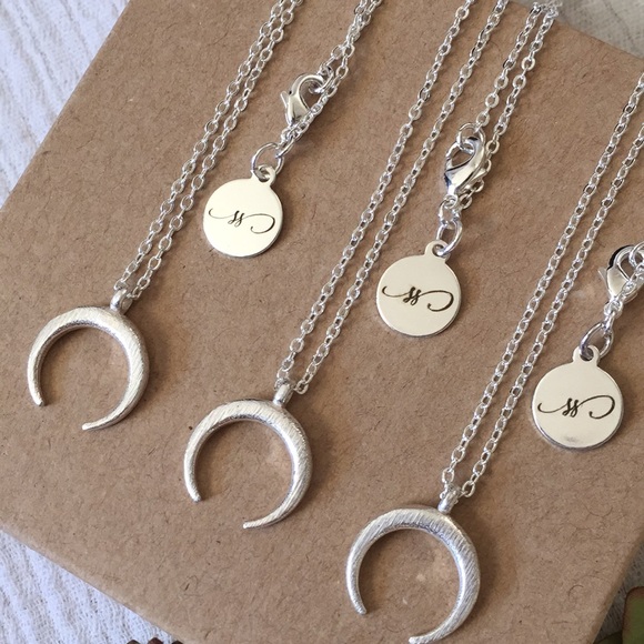 Petite Silver Crescent Necklace - Picture 3 of 6