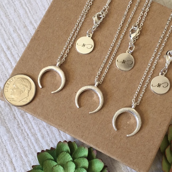 Petite Silver Crescent Necklace - Picture 4 of 6