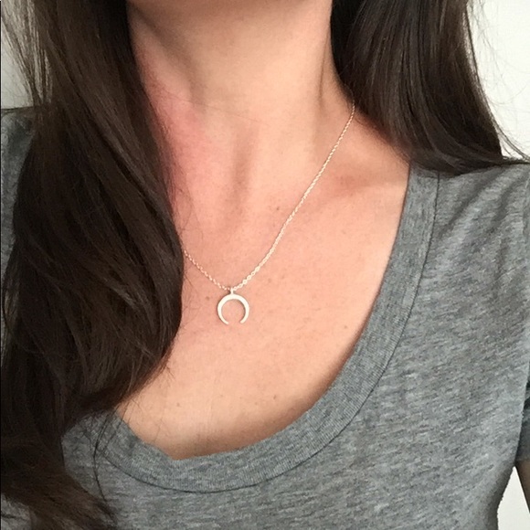 Petite Silver Crescent Necklace - Picture 5 of 6