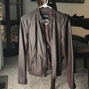 Express (minus the) leather motto brown jacket
