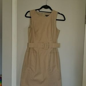 Ann Taylor Khaki belted sheath dress
