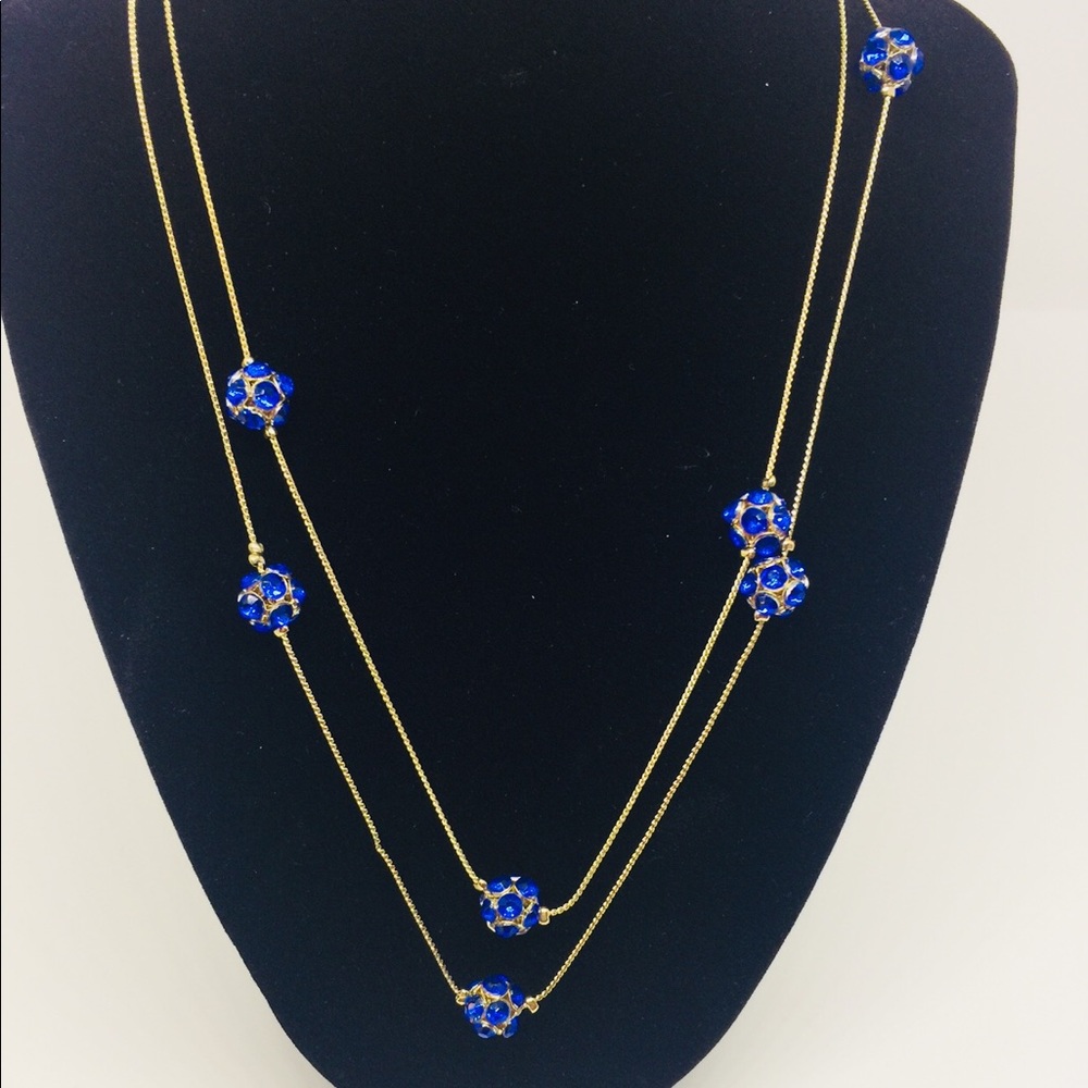 Blue and gold costume necklace.