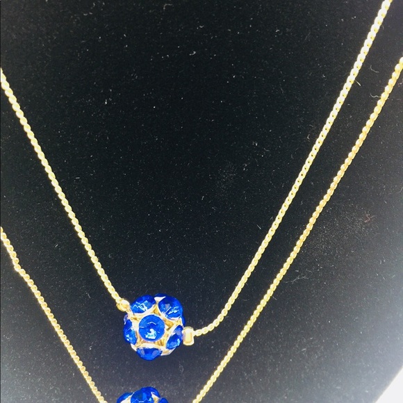 Blue and gold costume necklace. - Picture 4 of 4