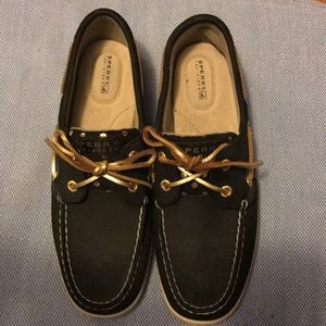 Black and gold sperrys