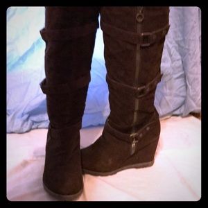 Tall Brown Wedge Boots