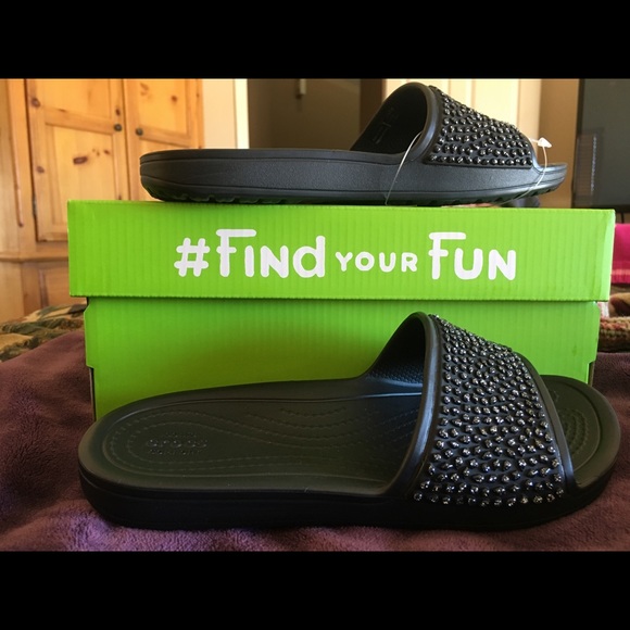 bling crocs slides