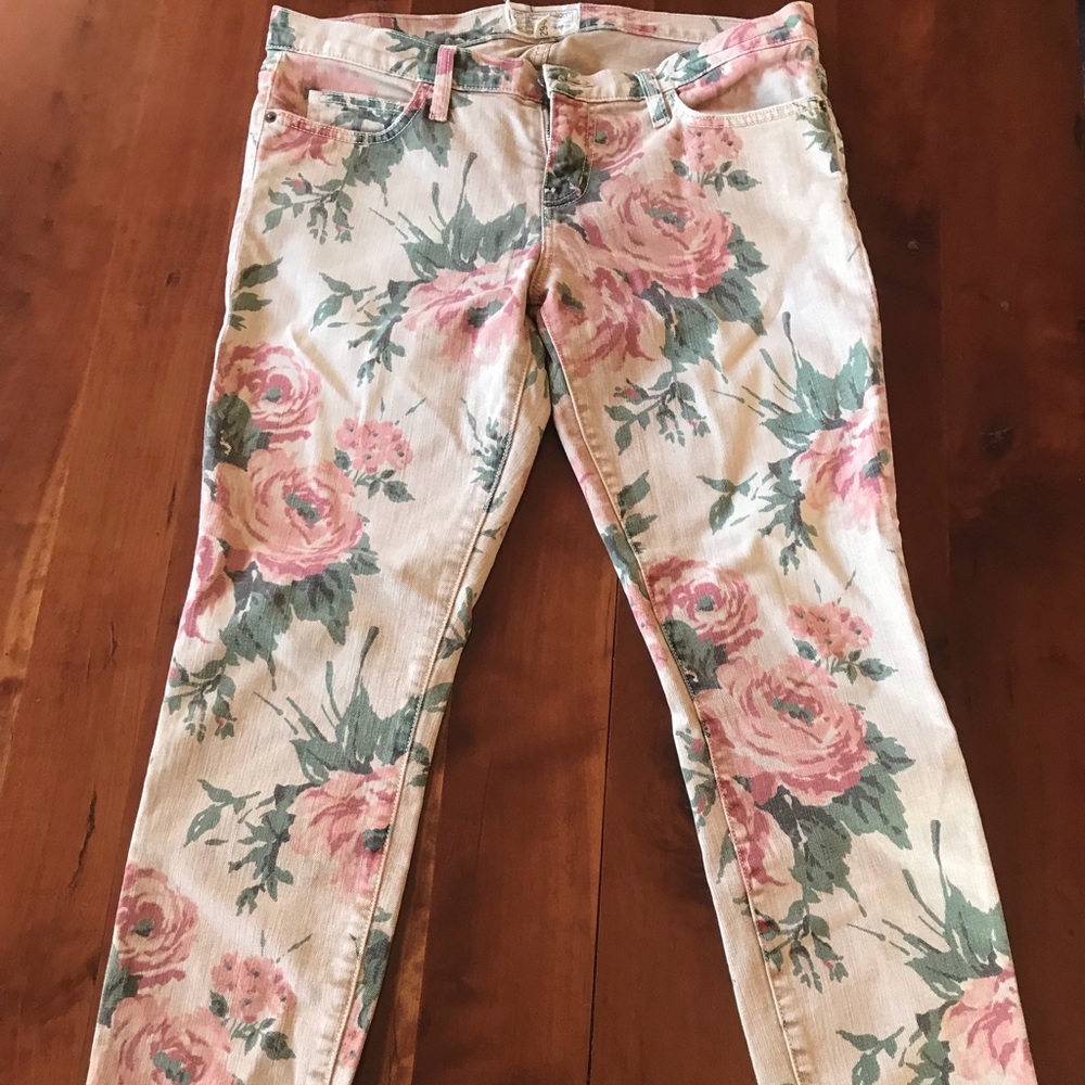 Elliot floral denim ankle jeans