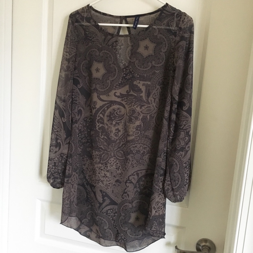 Sheer gray floral dress