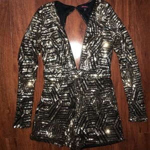 Sequin long sleeve romper