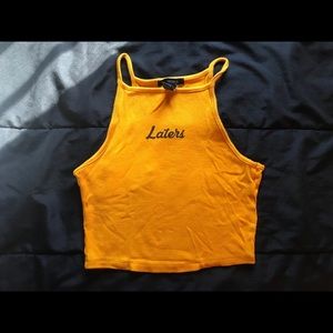 Mustard halter crop top