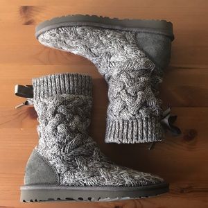 UGG® Isla Knit Bow Detail Slip-On Boots
