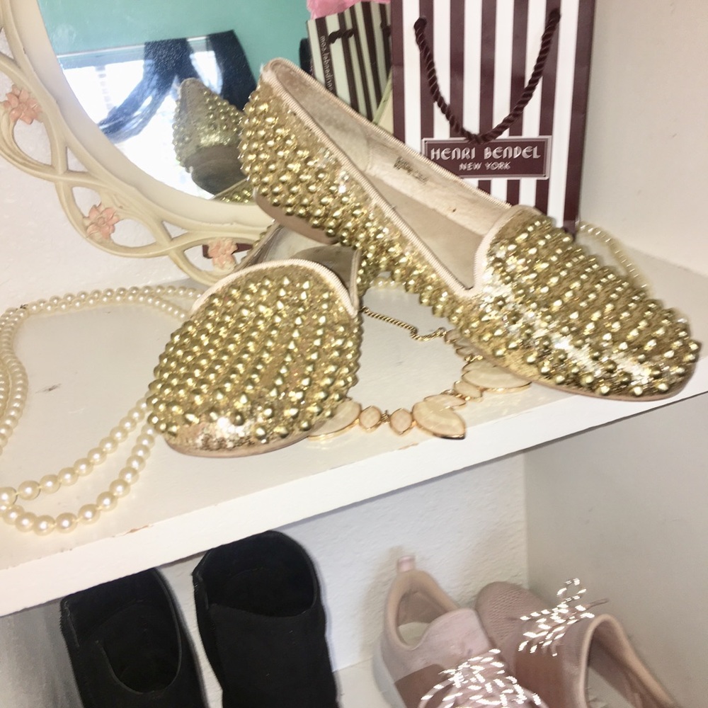 Vintage Steve Madden Gold Studded Loafers
