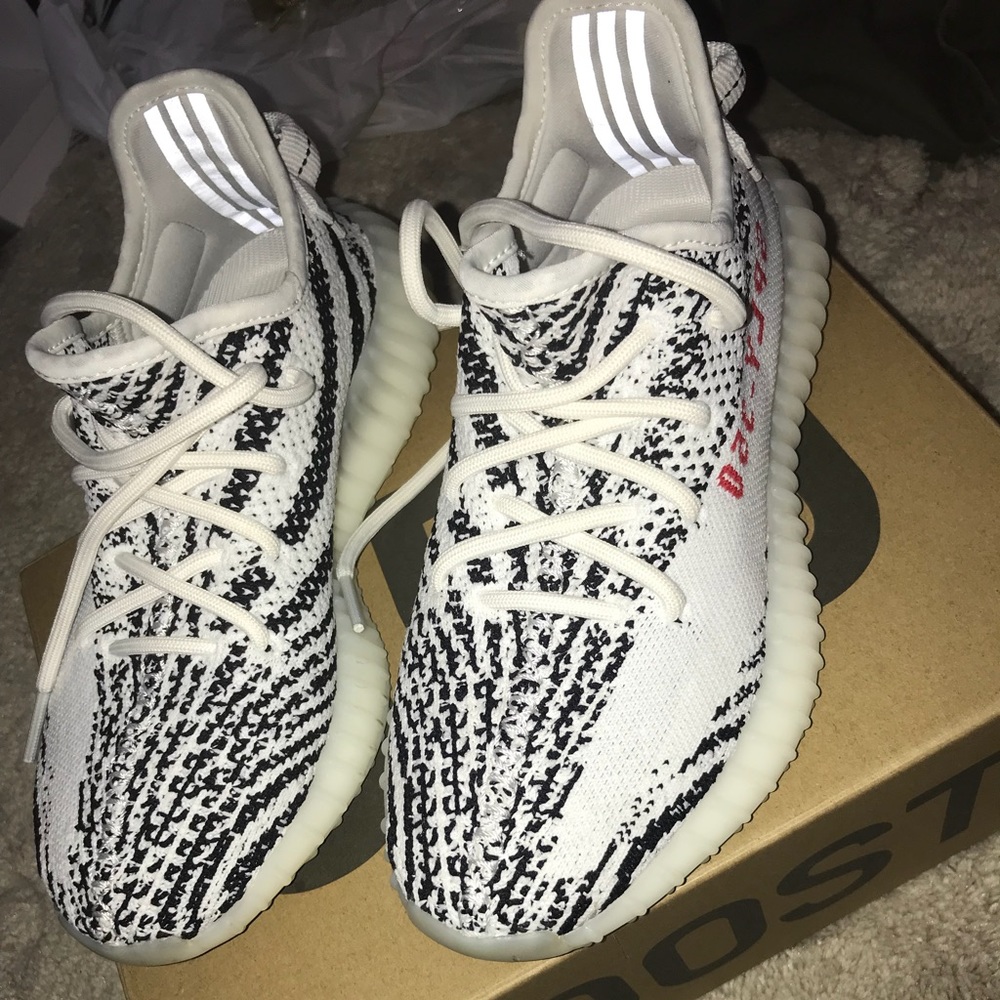 Yeezy Boosts zebra print