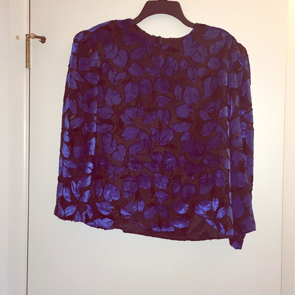 Black and blue velvet blouse