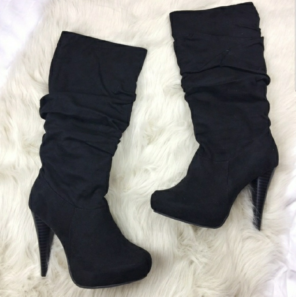 Black suede boots