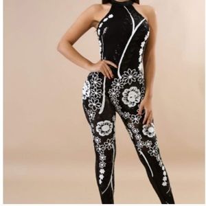 Floral Sequin Jumpsuit