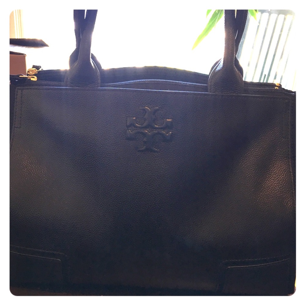 Tory Burch Ella Black Leather Tote