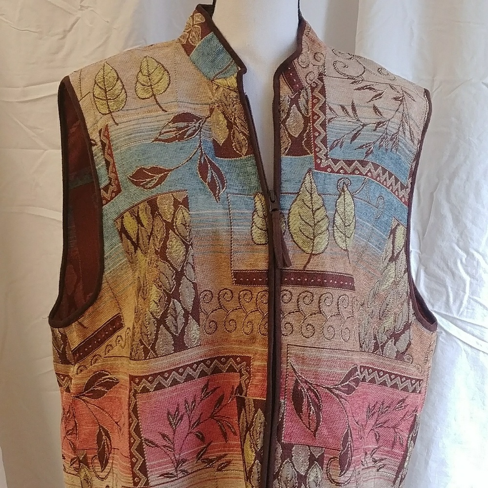 Alfred Dunner vest women's 18 W brown zippered