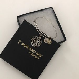 Compass Alex and Ani silver bangle.