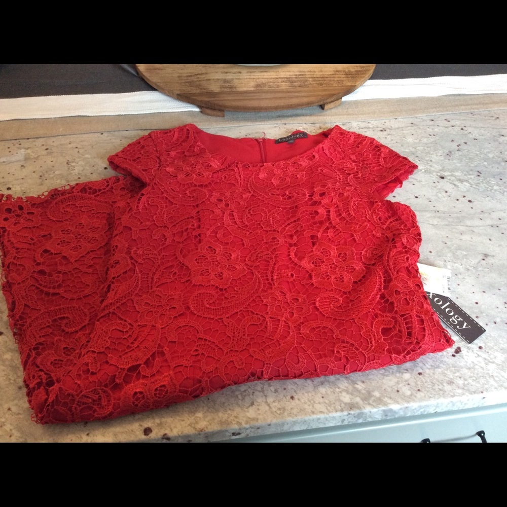 Red lace dress, size 4 NWT