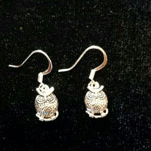 ⬇️$20 EUC Silver Color Dangling Owl Earrings