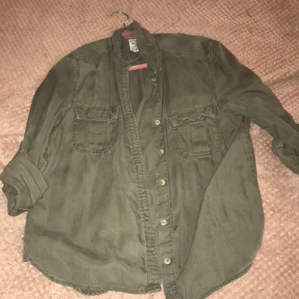 American Eagle Army Green button down