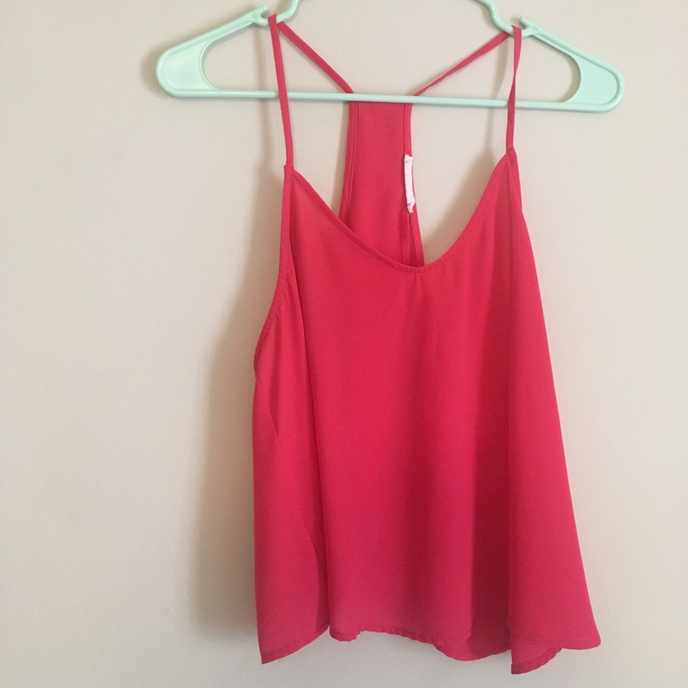 coral open back tank top