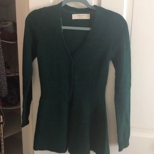 Zara Wool Peplum Emerald Cardigan