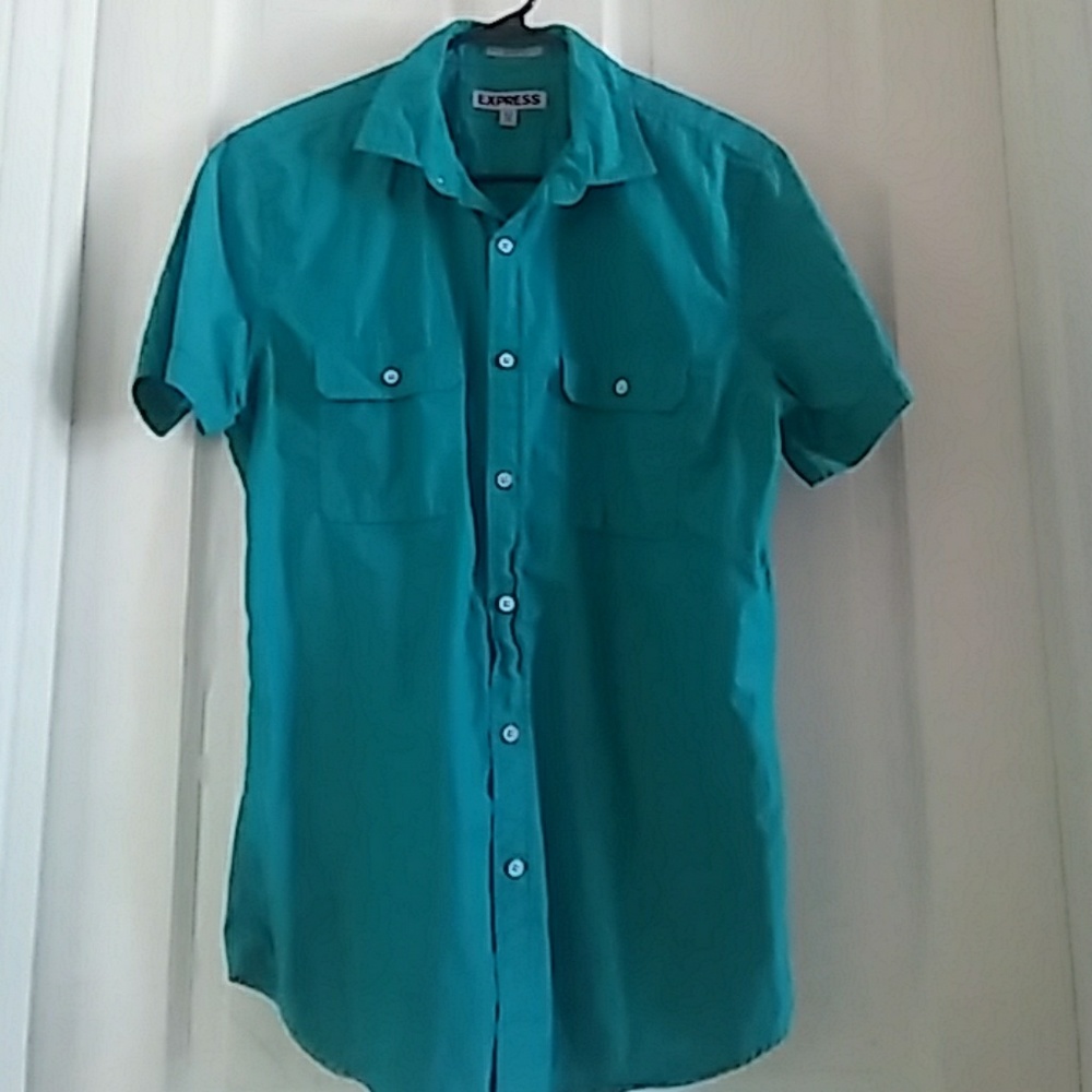 mens button up..short sleeve. Color -teal