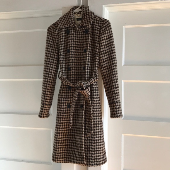 j crew Jackets & Blazers - Dark brown, tan, and black houndstooth coat