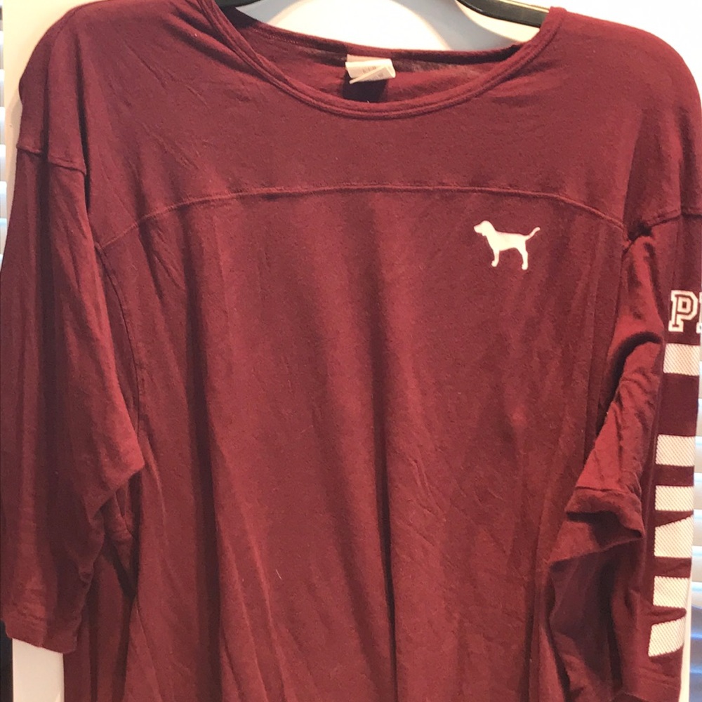 PINK Burgendy cotton Tee.